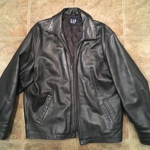 Men's black leather jacket